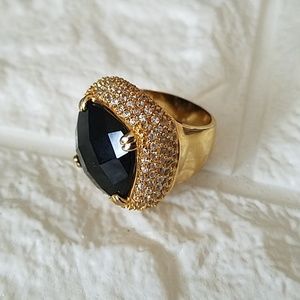 Statement Ring Gemstone Rhinestoned Size 7